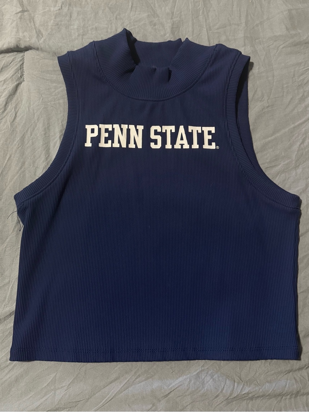Penn State Navy Sleeveless Ribbed Crop Top